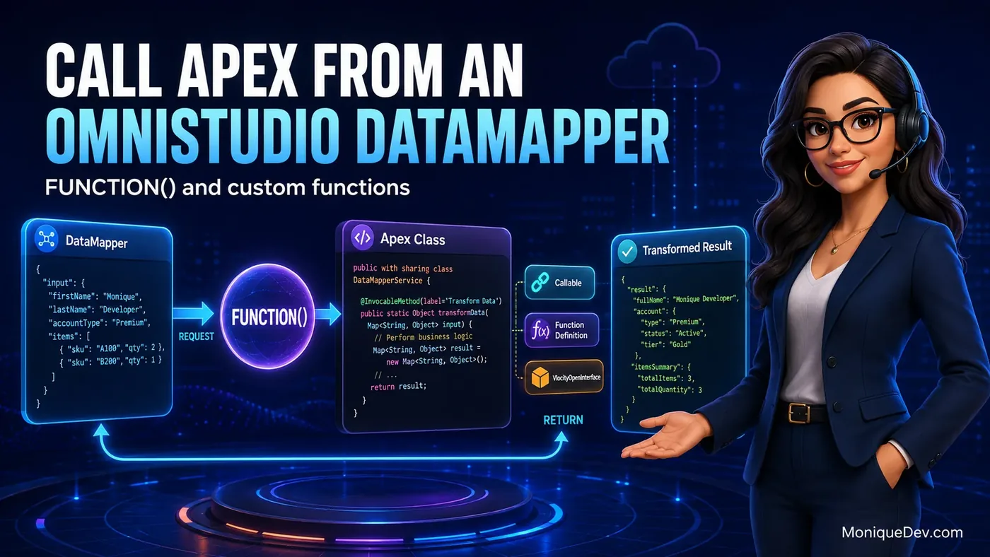 Como chamar Apex em um Data Mapper do OmniStudio: FUNCTION() e funções personalizadas